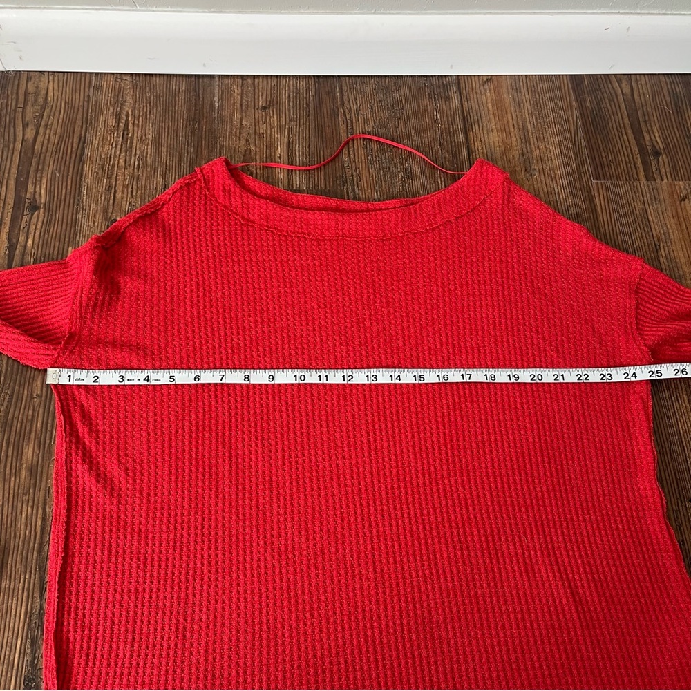 Free People Phoenix Thermal Knit Tunic Top Thumb hole Red Size Small - Picture 4 of 12